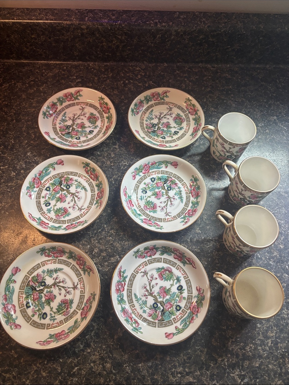 Porcelain Floral Tea Cup and Saucer Set - Pink & Green